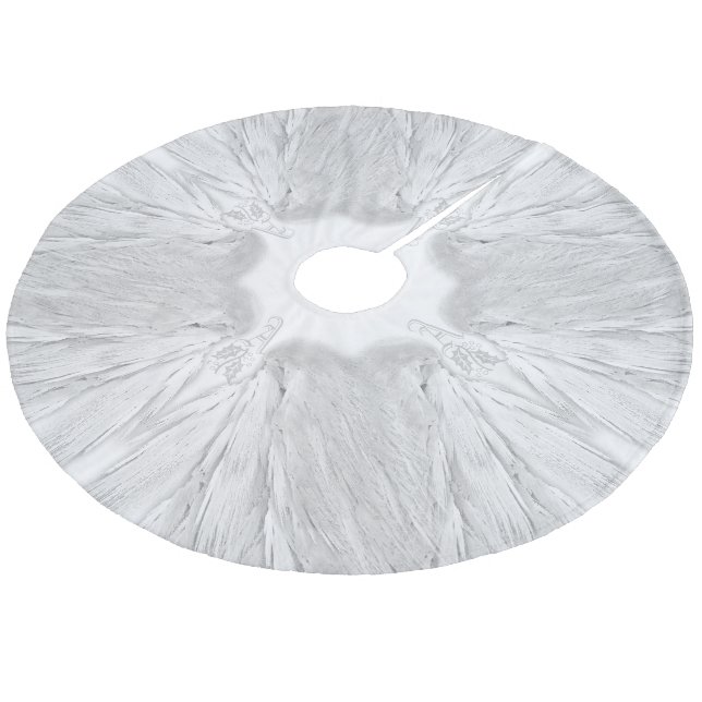 ANGEL WINGS White Himmlisch Holly Monogram Fleece Weihnachtsbaumdecke (Schrägansicht)