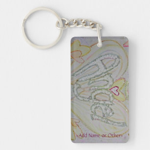 Angel Wings Word Heart Keychain - Texte personnali
