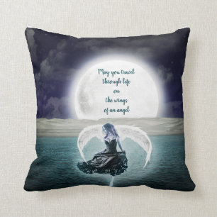 Angel Wings Zitat Vollmond über Ozean personalisie Kissen