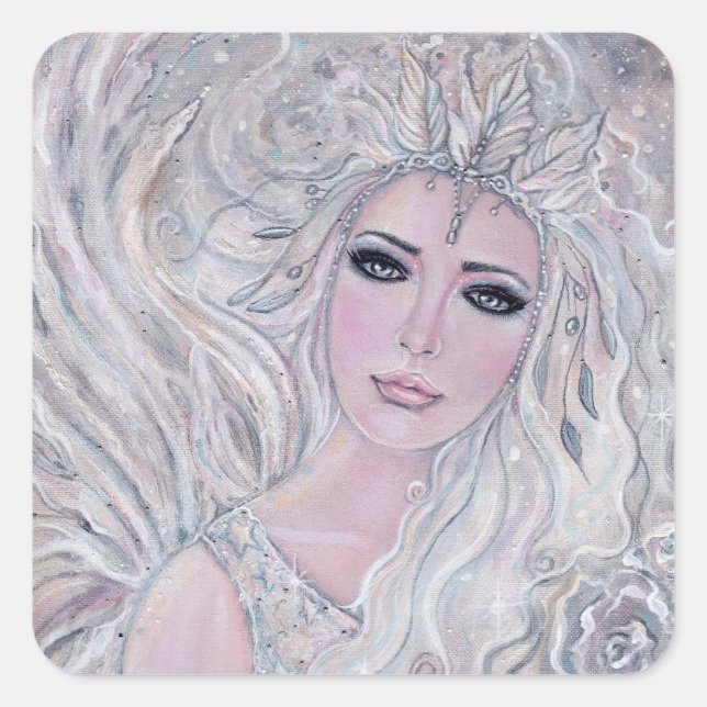 Angel Winter Rose von Renee Lavoie Quadratischer Aufkleber (Vorderseite)
