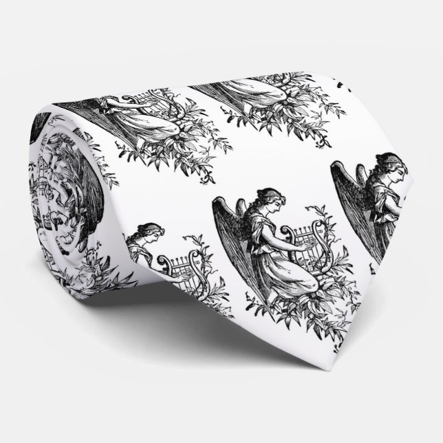 Angel With Harp And Flora Neck Tie Krawatte (Gerollt)