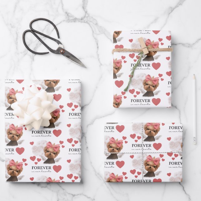 Angel Yorkie Wrapping Paper Flat Sheet Set 3 Geschenkpapier Set (Vorderseite)