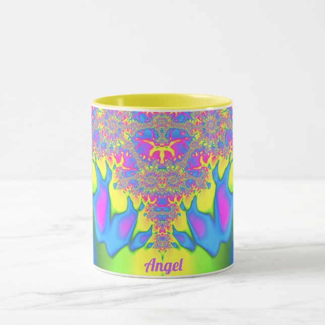 ANGEL ~ Zany 3D Fraktal ~ Hübsch mehrfarbig Tasse (Zentrum)