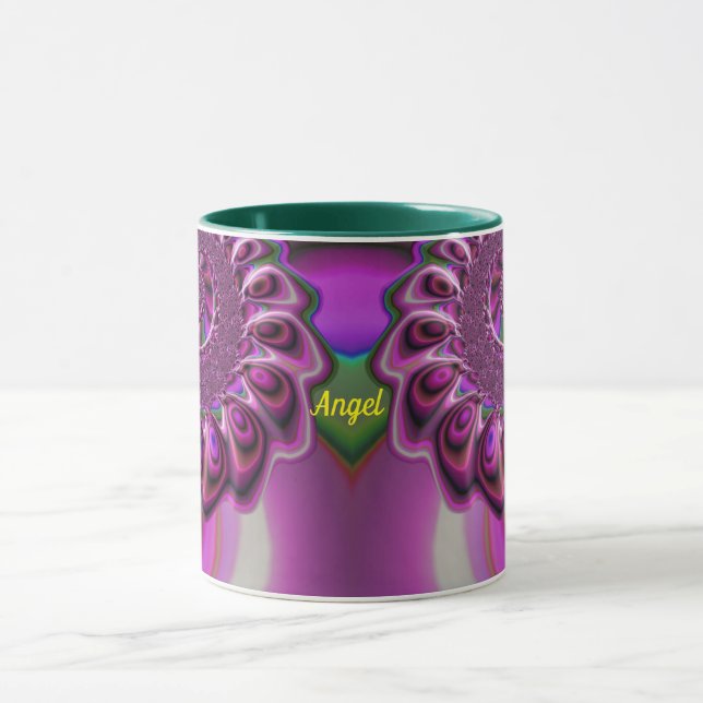 ANGEL ~ Zany 3D Fraktal ~ Lila rosa grün Tasse (Zentrum)
