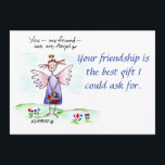 Angel Zeichne Lila blaues Grün "You My Friend"  Feiertagskarte<br><div class="desc">"Du,  mein Freund,  bist ein Engel."
Hast du das gesagt?  Vielleicht an eine andere Person; vielleicht von Ihnen; Vielleicht zu dir?  Wie glücklich wir sind,  in der Gesellschaft von Engeln zu sein.  
Dies ist ein wunderbarer Satz,  um einem anderen anzubieten und so bedeutsam zu empfangen.  

Pam Elifritz</div>