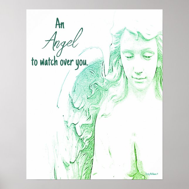 Angel zum Vorschauen über grüne Flüge Kunst Poster (Vorne)