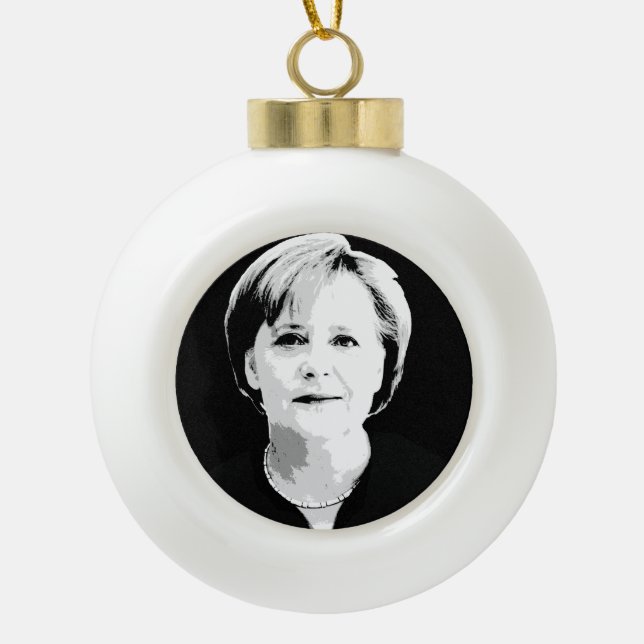 Angela Merkel Keramik Kugel-Ornament (Vorderseite)