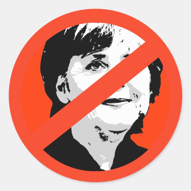 Angela Merkel Runder Aufkleber (Vorderseite)
