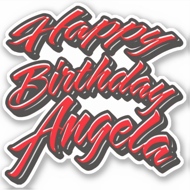Angela Name Vorname red Sticker Geburtstag (Vorderseite)