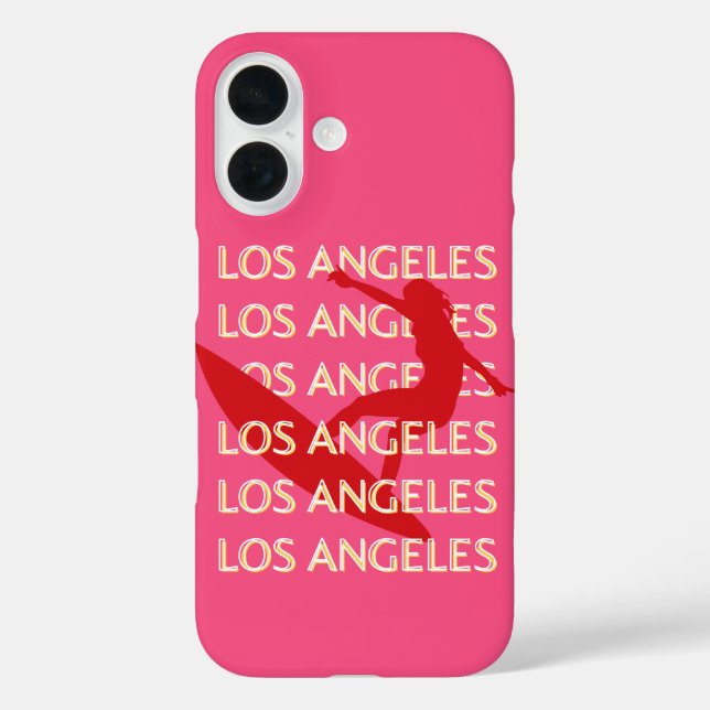 Angeles Travel Art, Kalifornien, Travel Art, Pink iPhone 16 Hülle (Rückseite)