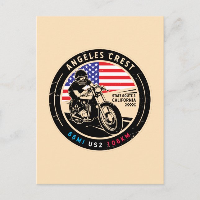 Angeles Wappen Highway California Motorrad Postkarte (Vorderseite)