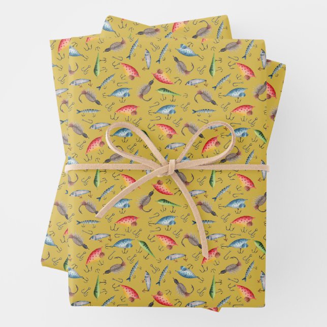 Angeleuten auf Senfgelb Geschenkpapier Set (Beispiel)