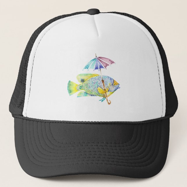 Angelfisch mit Schirm Truckerkappe (Vorderseite)