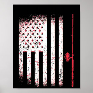 Angelfischerei mit der Flagge Amerikas Poster