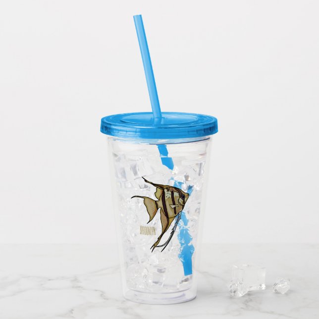 Angelfish Cartoon Illustration Acryltrinkbecher (Vorderseite Ice)