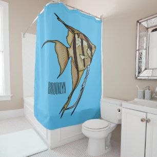 Angelfish Cartoon Illustration Duschvorhang