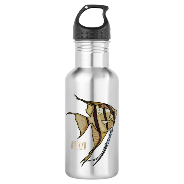 Angelfish Cartoon Illustration Edelstahlflasche (Vorderseite)