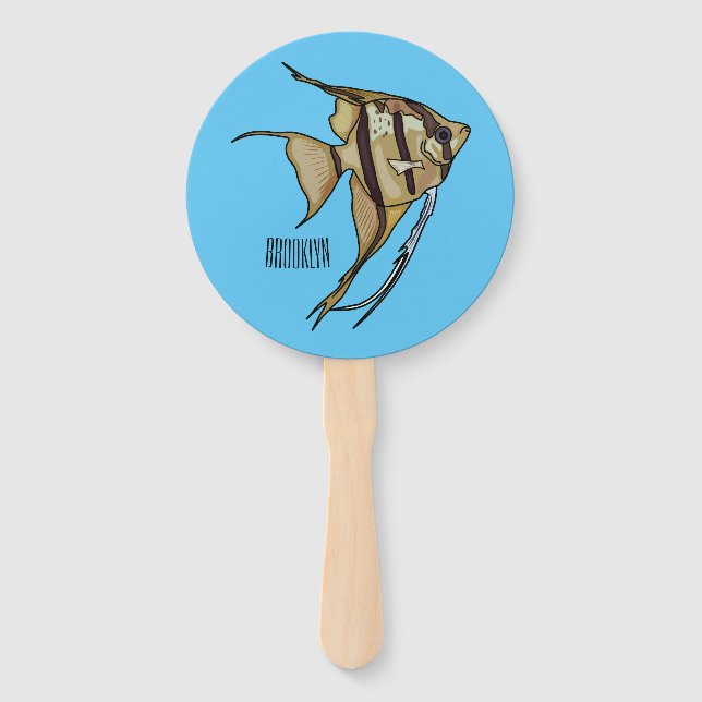 Angelfish Cartoon Illustration Fächer (Vorderseite)