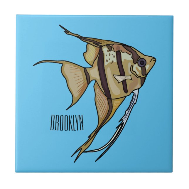 Angelfish Cartoon Illustration Fliese (Vorderseite)