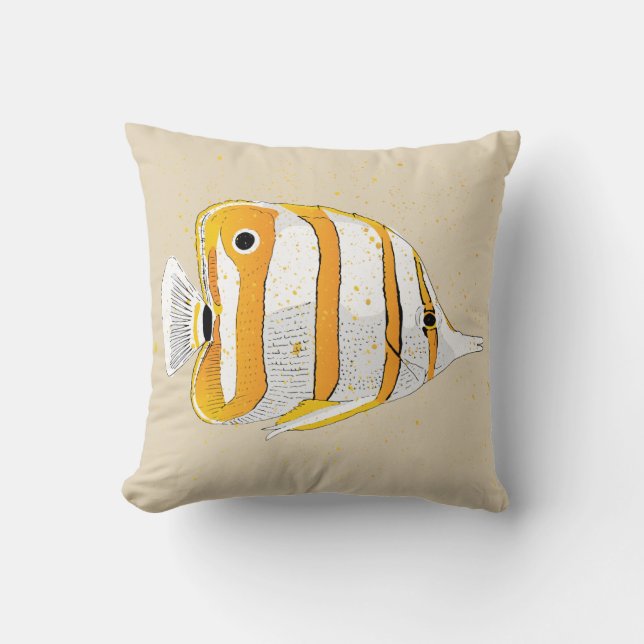 Angelfish Illustration Tropischer Fisch Print Kissen (Vorderseite)