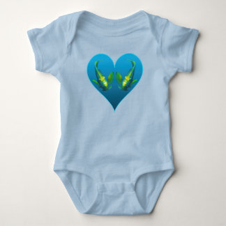 Angelfish Twins in a Blue Heart - Illustration |  Baby Strampler