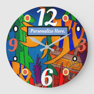 Angelfish und versunkener Schatz Große Wanduhr