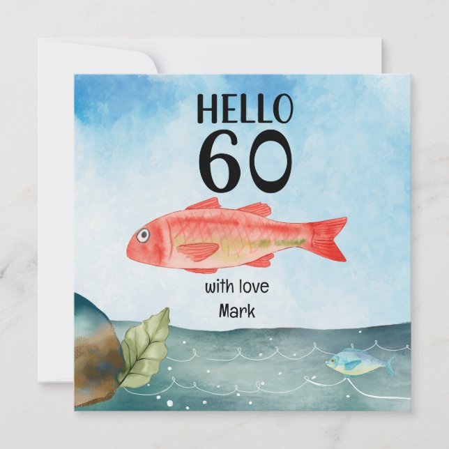 Angelfreunde 60. Geburtstag Wasserfarbe Karte (Vorderseite)