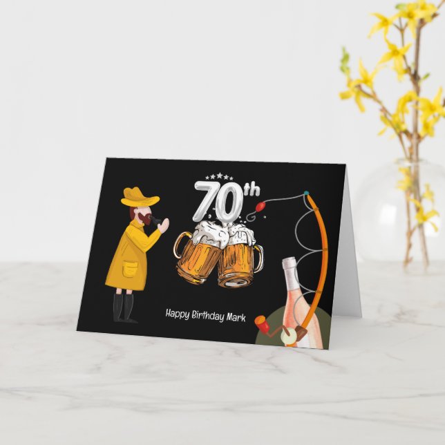 Angelfreunde 70. Geburtstag Karte (Gelbe Blume)
