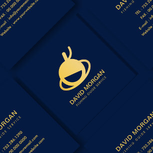 Angelführer Logos für Seeschiffe und Gold Quadratische Visitenkarte