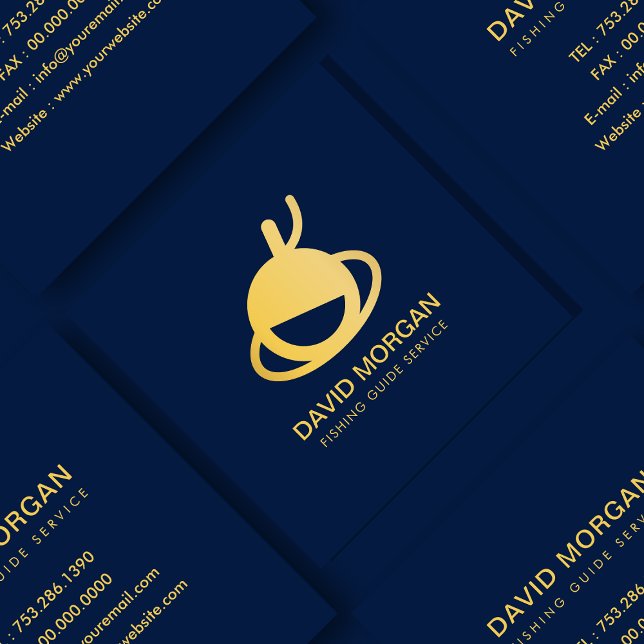 Angelführer Logos für Seeschiffe und Gold Quadratische Visitenkarte (Von Creator hochgeladen)