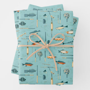 Angelgeräte Fisch Angelruten Sport Geschenkpapier Set