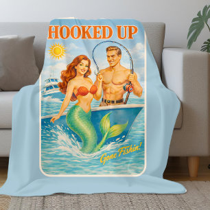Angelhaken-Fisch-Pin-up-Meeresjungfrau   Lustig Na Fleecedecke