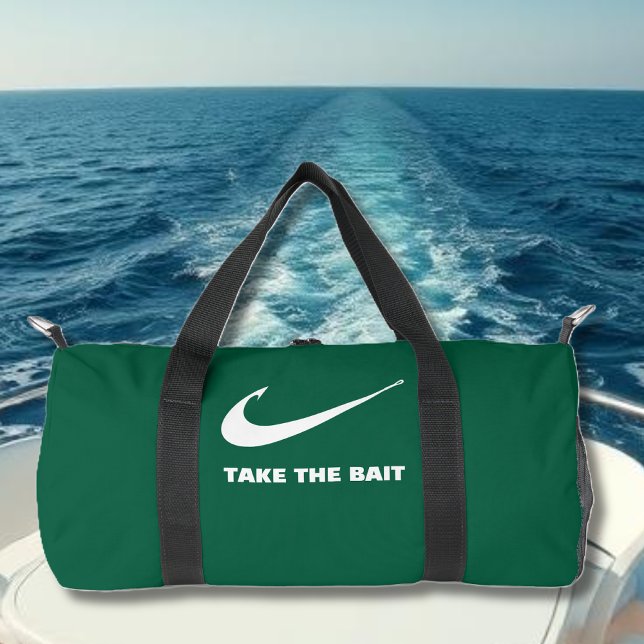 Angelhaken-Fischer-Core-Take the Bait-Green Duffle Bag (Fish Hook-Take the Bait-Fisherman Core-Fishing-Gifts for him-Duffel Bag-Green)