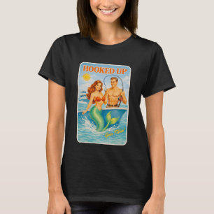 Angelhaken Fischerei Pin-Up Meerjungfrau Lustig Re T-Shirt