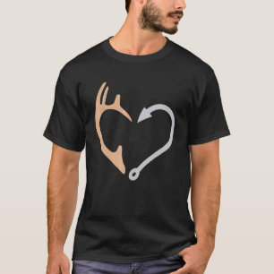 Angelhaken und abgefallene Hirschgeweihe Jagd Ange T-Shirt
