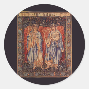 Angeli Laudantes (Lobende Engel) von Burne Jones Runder Aufkleber