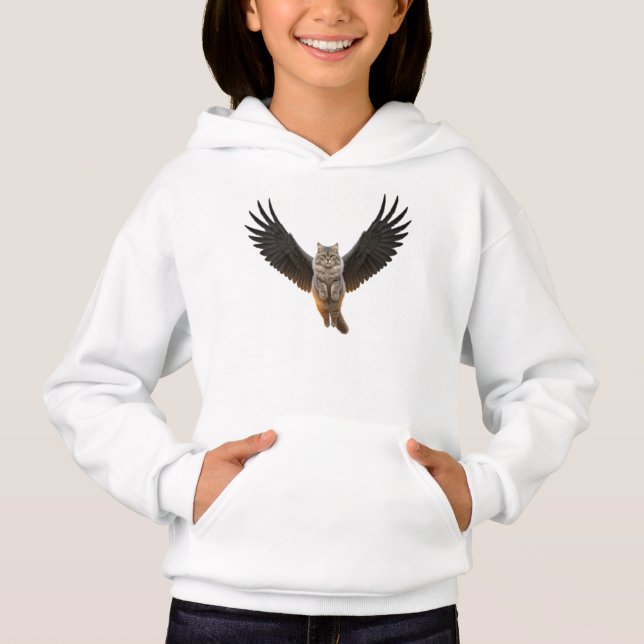 Angelic Feline: Niedliche Katze mit Flügeln Hoodie (Vorderseite)
