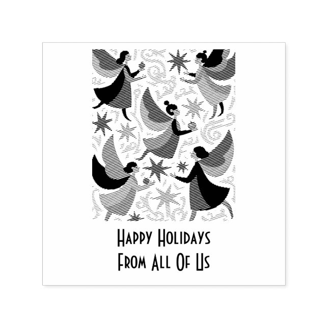 Angelic Figures Mid-Century Modern Kitschmas Permastempel (Design)