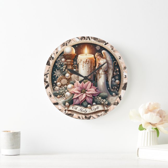 Angelic Glow" - Friedliche Weihnachtsmauer Große Wanduhr (Zuhause)