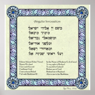 Angelic Invocation Hebräisch, Englisch Poster