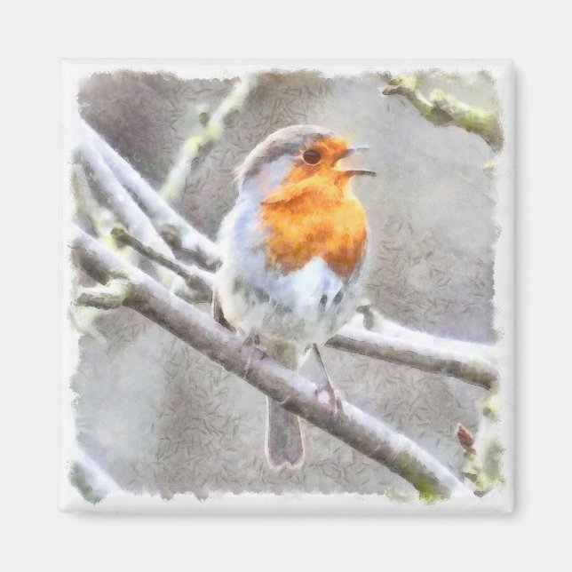 Angelic Robin Watercolor Magnet (Vorne)