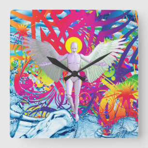 Angelic Robot Quadratische Wanduhr
