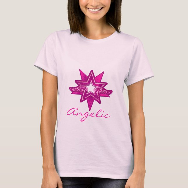 Angelic star Ladys Hot Pink Music T - Shirt (Vorderseite)