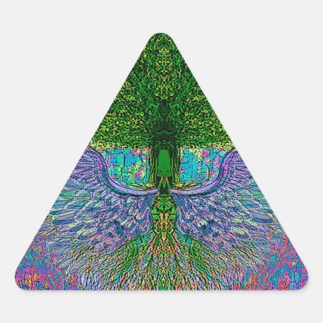 Angelic Tree of Life Dreieckiger Aufkleber (Vorderseite)