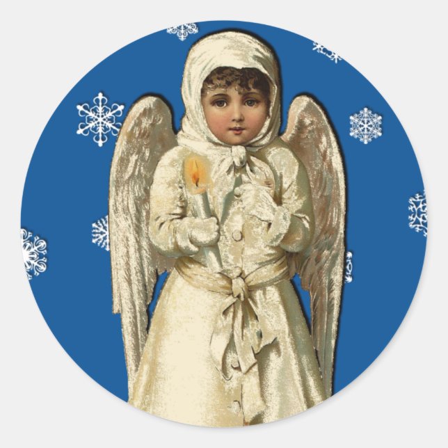 Angelic Viktorianisch Vintage Weihnachten Runder Aufkleber (Vorderseite)