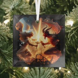 Angelic vs Demonic Force Ornament Aus Glas