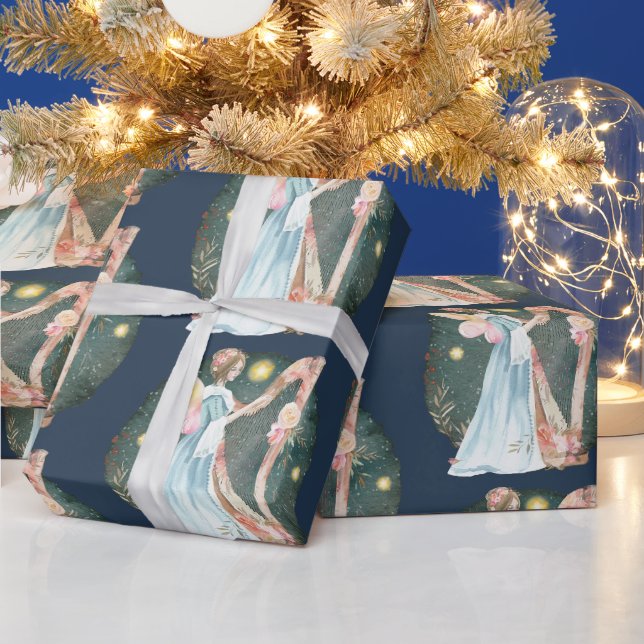 Angelic Winter Music Playing Angel        Geschenkpapier (Feiertage)