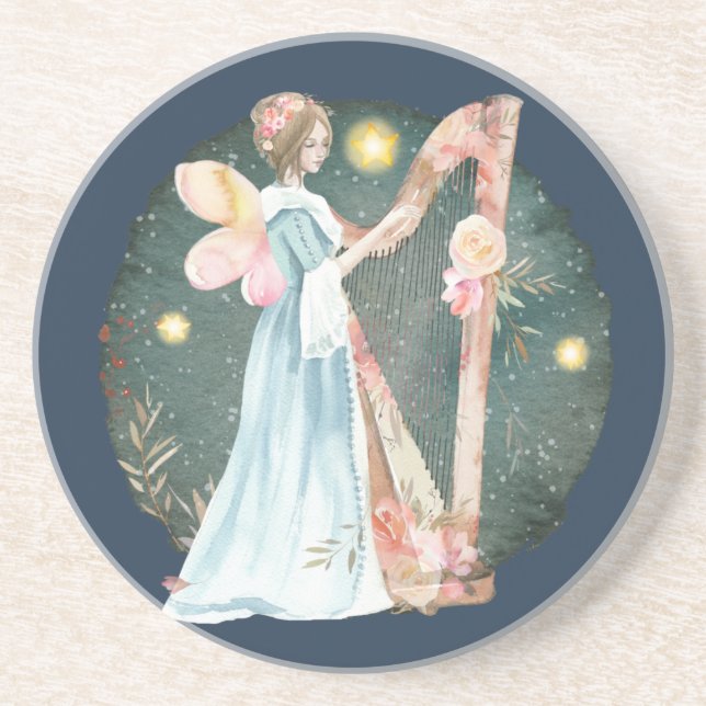 Angelic Winter Music Playing Angel Getränkeuntersetzer (Vorne)