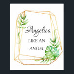 Angelica Name Meaning Floral Geometric Frame Poster<br><div class="desc">An elegant name meaning a poster dedicated to a new baby. Decorated with glitter like baby feet. 
Enjoy your day!
FlorenceKdesign</div>