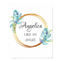 Angelica Name Meaning Floral Golden Frame
